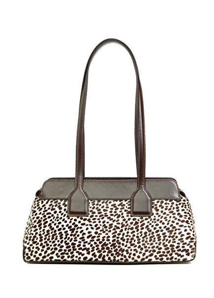 Greta Coffee White Women's Leather Bag