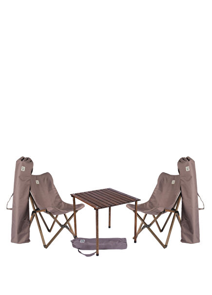 Wooden Folding Anthracite Dark Grey Table and Chair Set 60x60x55 cm