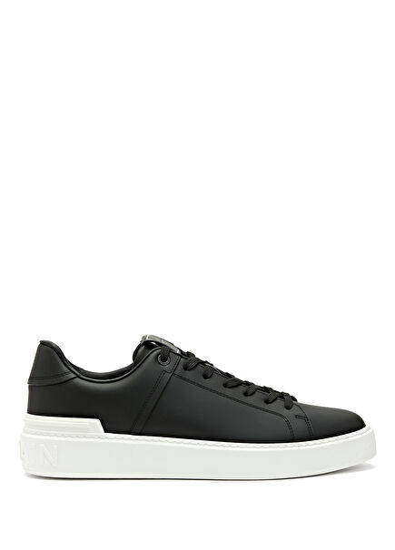Black White Mens Leather Sneakers
