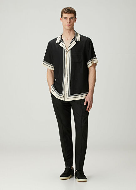 Black Waist Corded Pants