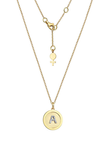 Pırlantalı Harf Kadın Altın Kolye A