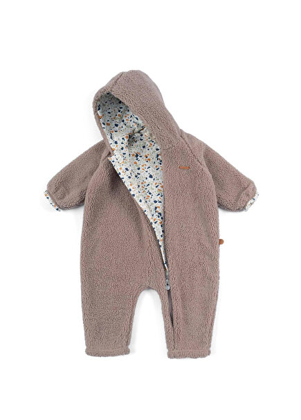 Brown Wellsoft Hooded Unisex Baby Romper