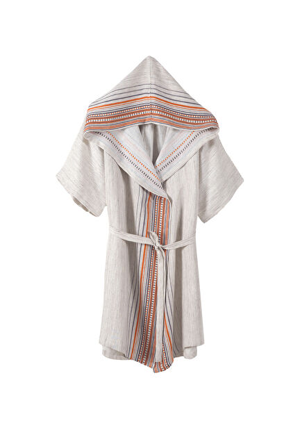 Minos Bej Keten Unisex Kimono ve Plaj Elbisesi