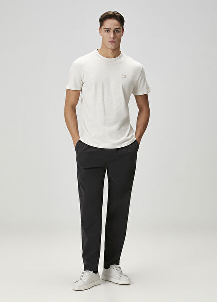 Regular Fit Bej Badge T-shirt