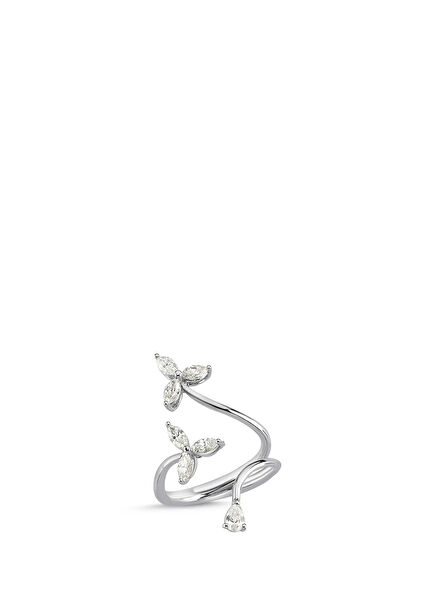 Leaf Diamond 18K Women's Gold Ring
