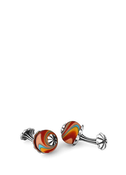 Glass Beads Silver Cufflink