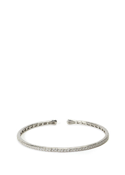 White Stone Fancy Bangle Erkek Gümüş Bileklik