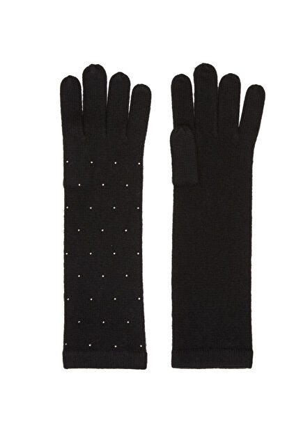 Black Stone Long Cashmere Gloves