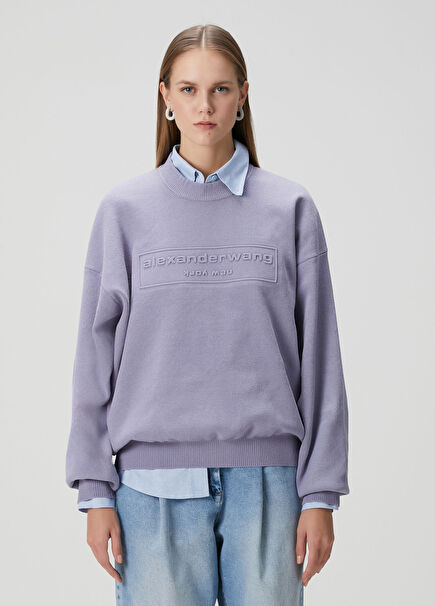 Lilac Logo Detailed Sweatshirt