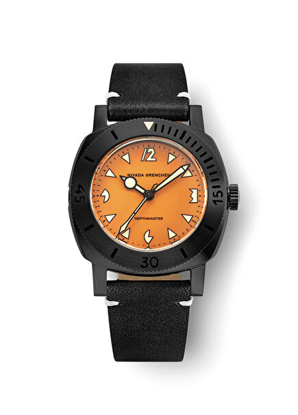 Depthmaster Pumpkin 14131A15 Black Leather Men's Wristwatch