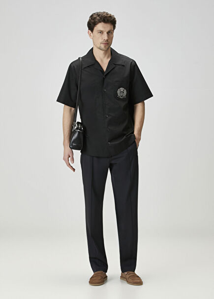 Dark Grey Waist Corded Wool Trousers