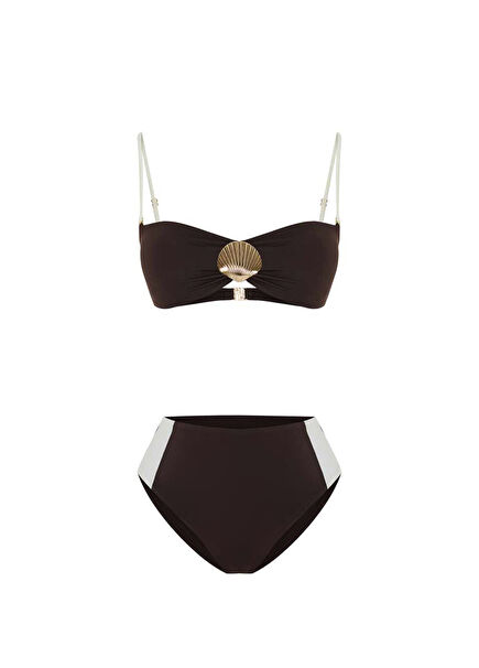 Shella Brunette Yüksek Bel Straplez Bikini Takımı