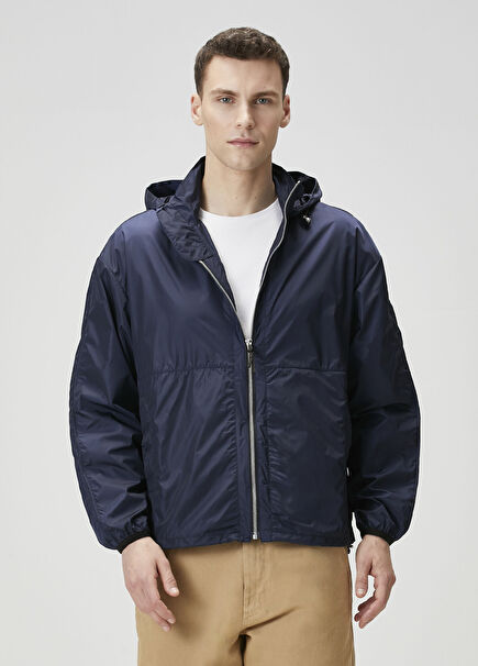 Lacivert Kapüşonlu Yağmurluk