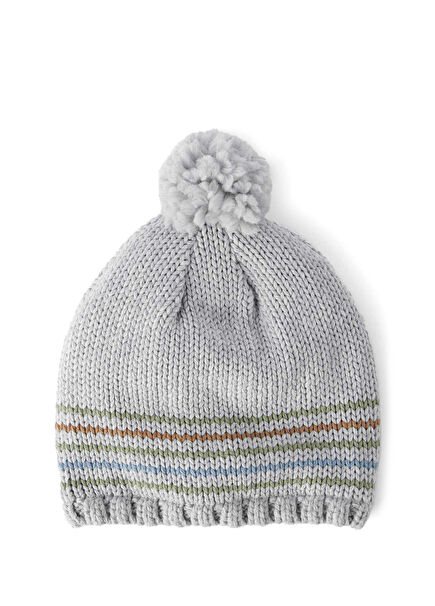 Gray Pompom Boy's Beanie