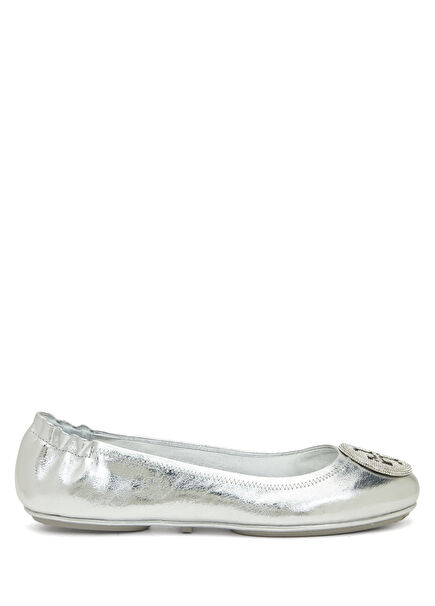 Silver Leather Ballet Flats