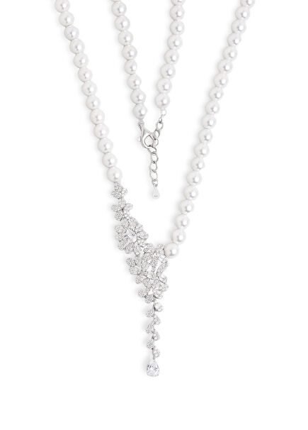 Pearl Blossom 18K White Gold Plated Silver Women's Choker