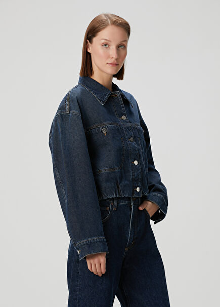 Navy Blue Crop Jacket