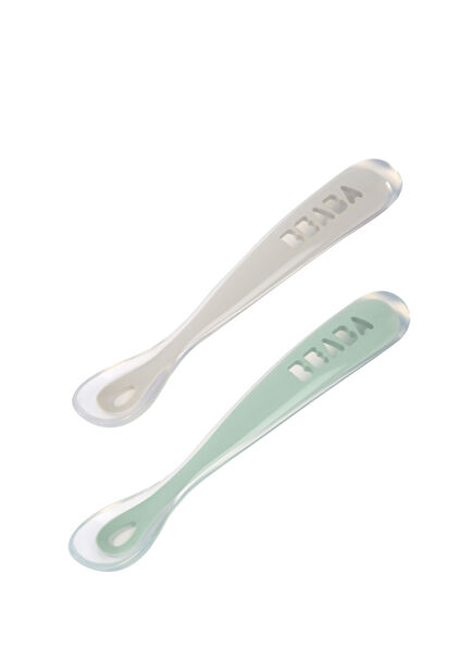 Grey/Sage Silikon Bebek 2'li Kaşık Seti