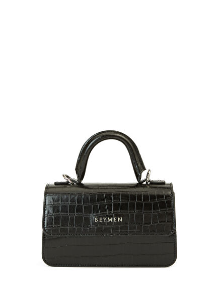 Siyah Krokodil Dokulu Kadın Çanta