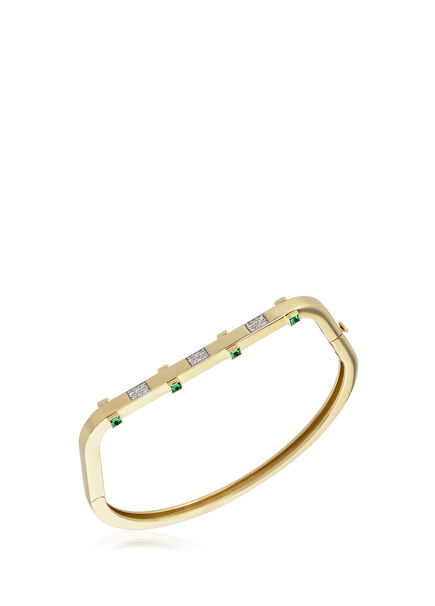 Victorian Scattered Stoned Gold Cuff Bracelet