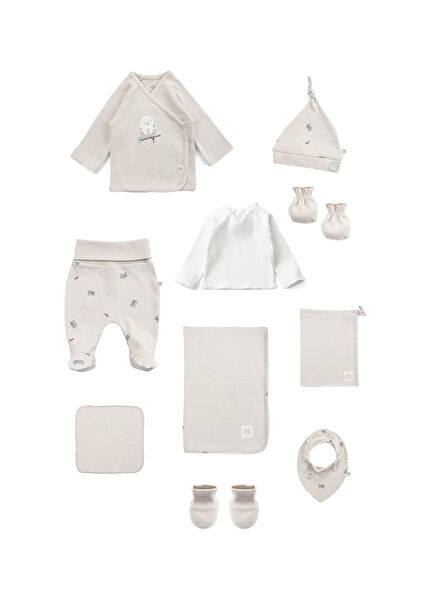 Little Farm Beige Organic Cotton Unisex Baby Hospital Exit Set of 10