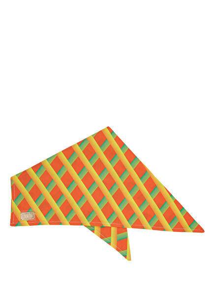 Turuncu Geometrik Desenli Köpek Bandana