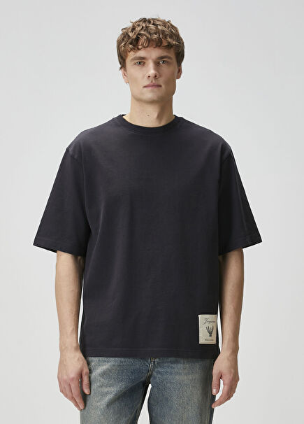 Lacivert Logo Nakışlı T-shirt