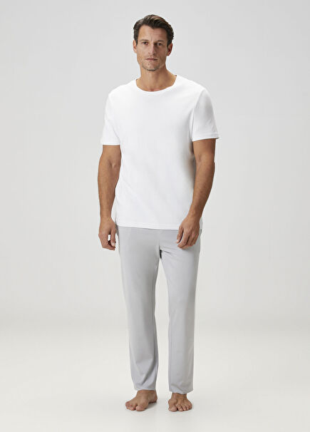 Gray Logo Banded Pajama Pants