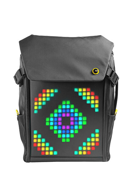 Pixoo Backpack Siyah Orta Boy Ledli Sırt Çantası 