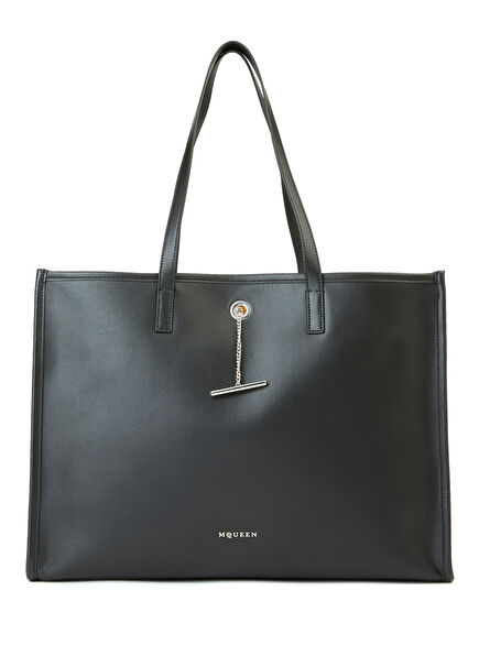 Pendant Tote Black Men's Leather Bag