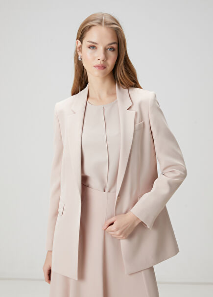 Açık Bej Krep Blazer