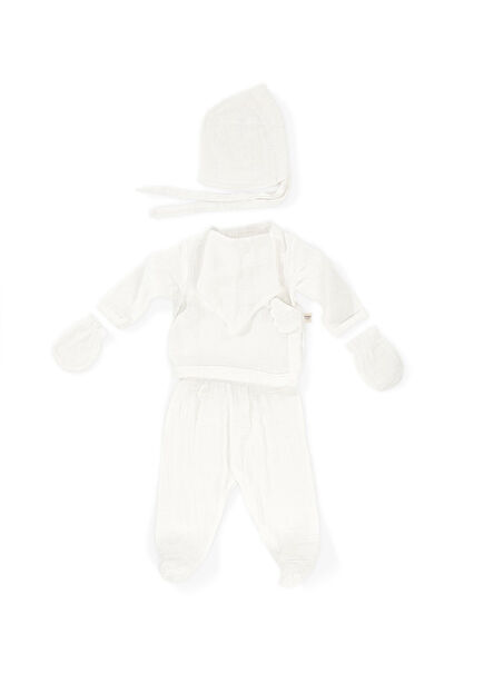 Angel Wings Beyaz Müslin 5'li Bebek Hastane Çıkışı