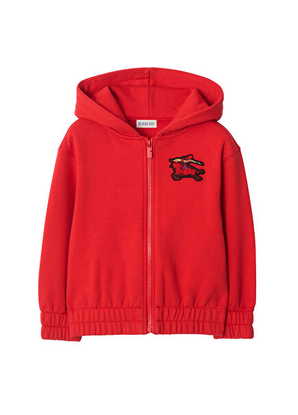 Clyde Ekd Red Cotton Hooded Unisex Kids Sweatshirt
