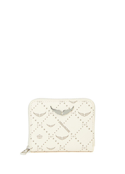 White Logo Patterned Women's Wallet