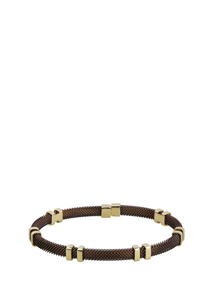 Brown 14K Gold Men's Handcuff Bracelet