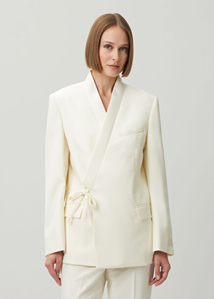 Ekru Yün Blazer