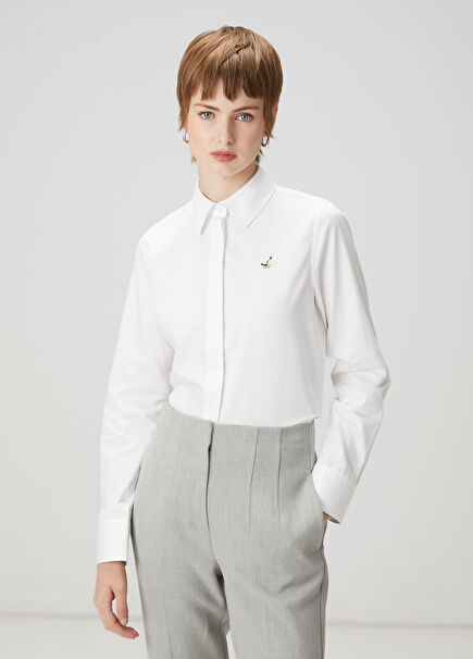 Beyaz Basic Poplin Gömlek