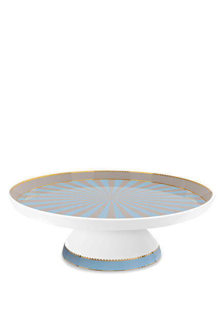 Love Birds Mavi Çizgili Mini Porselen Kek Standı