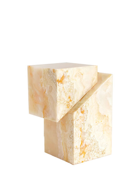 Onyx Mallow Beyaz Mermer Yan Sehpa