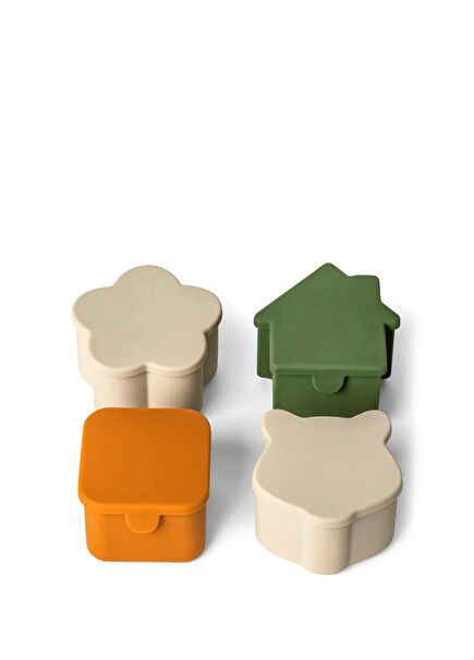 Grey/Green/Caramel Silikon 4'lü Beslenme Kutusu Düzenleyici Seti