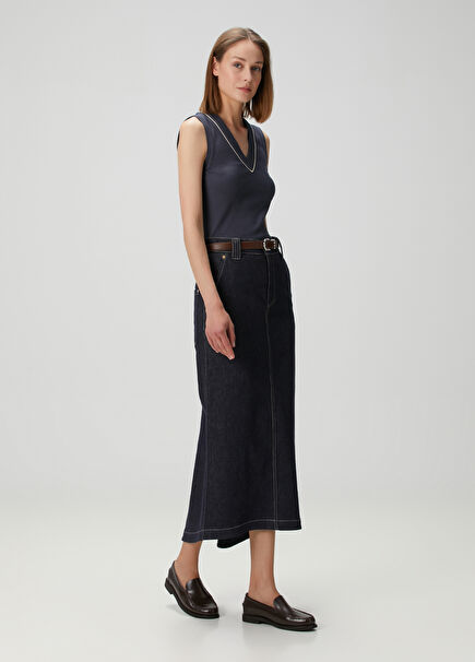 Blue Maxi Denim Skirt