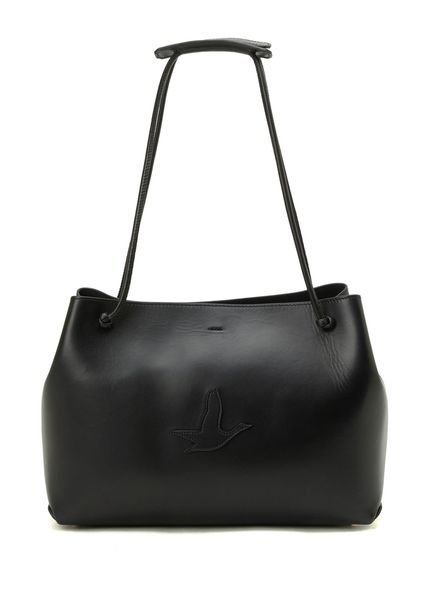 Large Black Goose Logo Suede Shopping Bag