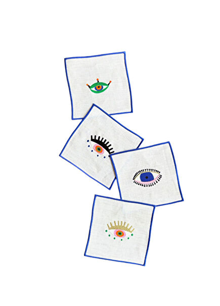 Cocktail Napkin Set of 4 with Eye Pattern