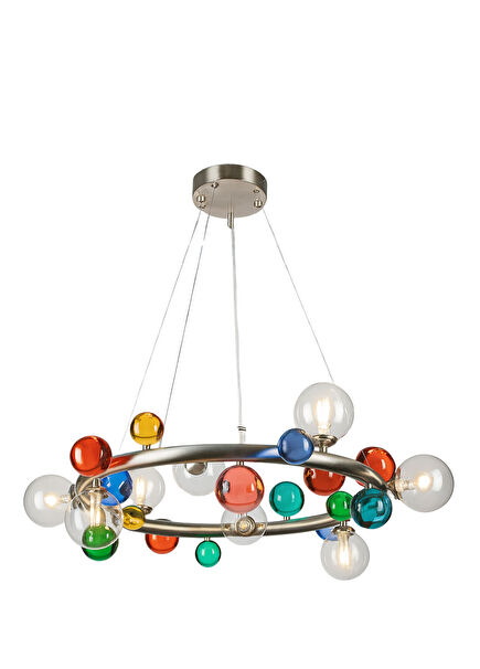 Bubble Lamp Soft Fırçalanmış Mat Krom Saydam Sarkıt Avize