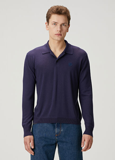 Navy Blue Polo Sweater