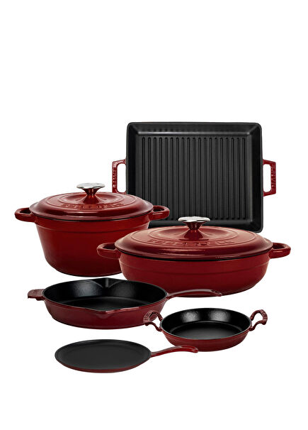 Bordeaux Series Cast Iron 6-Piece Pots and Pans Set
