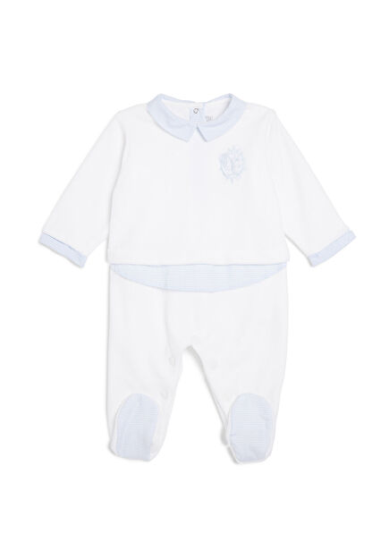 White Baby Boy Romper