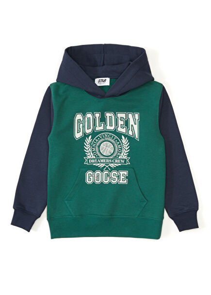 Green Navy Blue Unisex Kids Sweatshirt