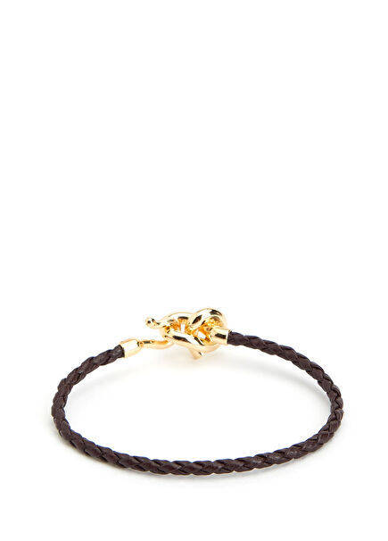 Bordo Örgülü Gümüş Deri Bileklik