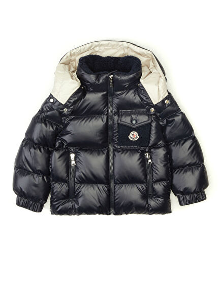 Lacivert Kapüşonlu Erkek Çocuk Mont